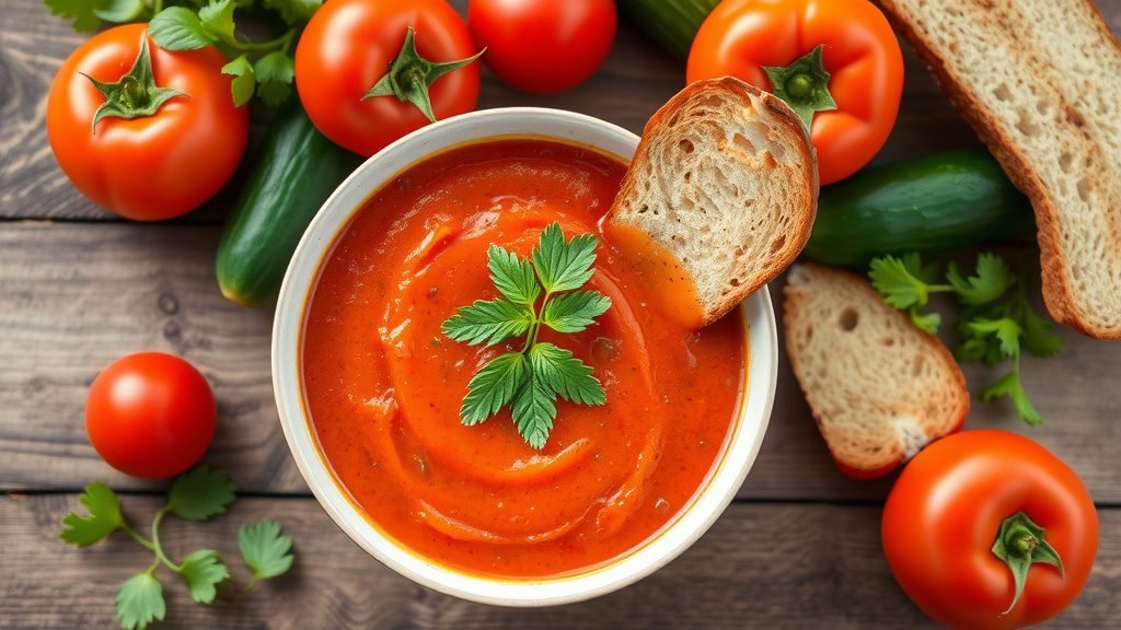 Herb-Infused Classic Gazpacho with Toasted Bread Crumbs