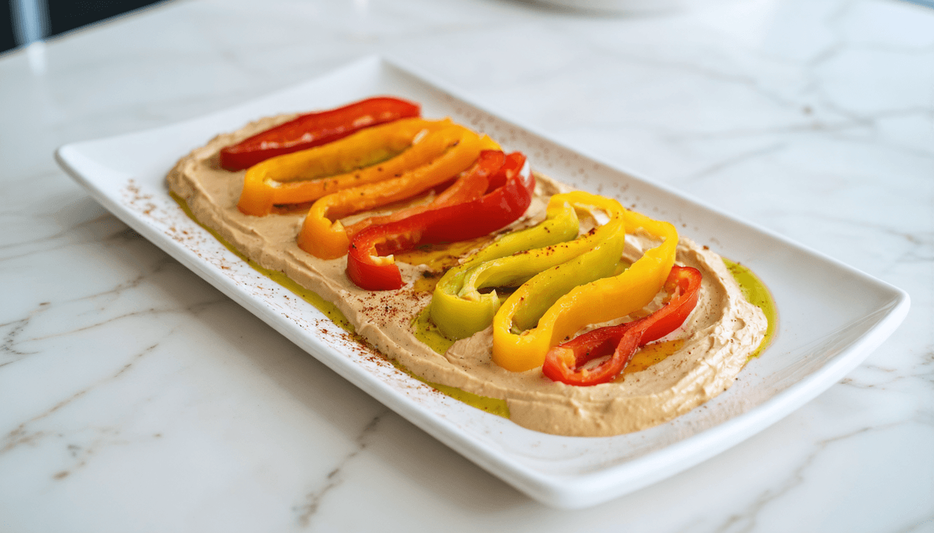 Hummus and Bell Pepper Wraps with Cucumber-Dill Sauce