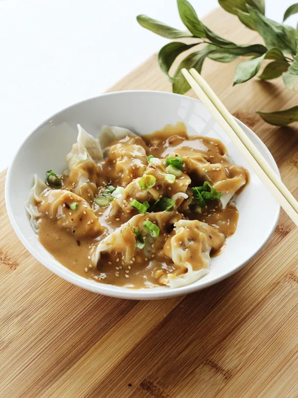 Spicy Pork Dumplings with Chili-Garlic Dipping Sauce