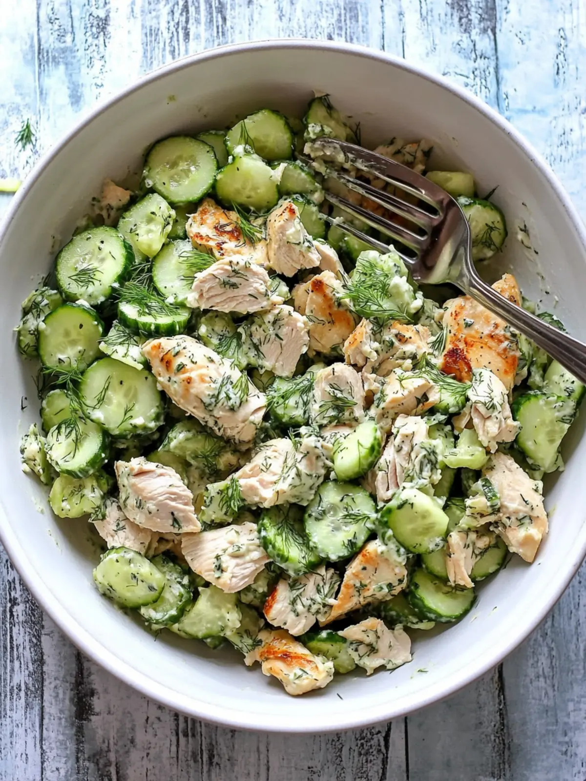 Rotisserie Chicken and Cucumber Salad with Lemon-Dill Dressing