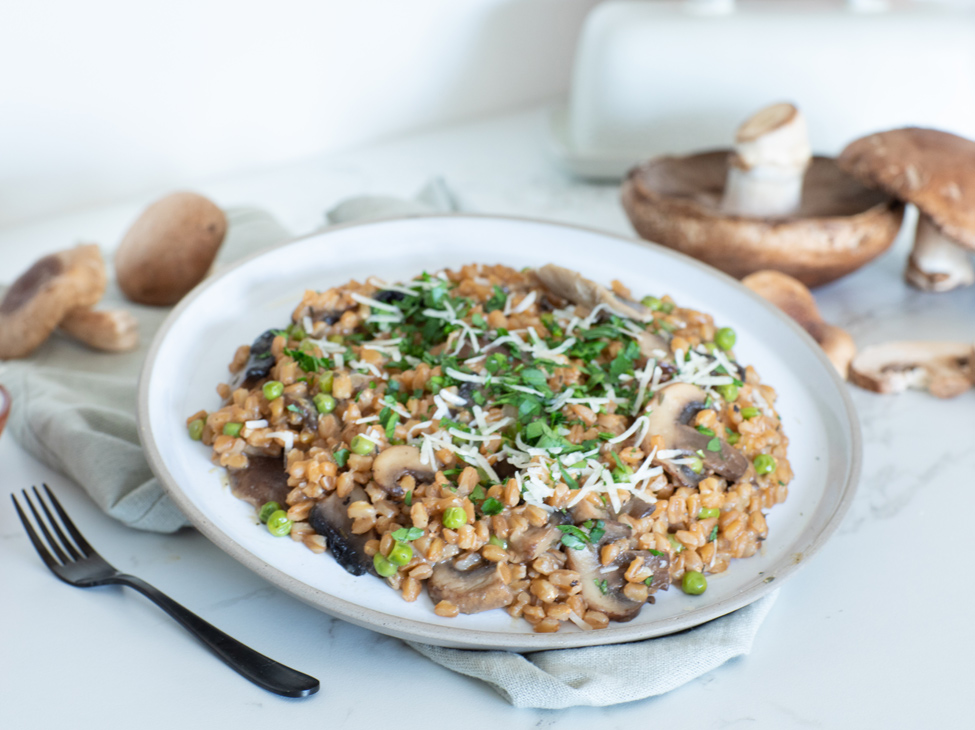 Farro and Mushroom Risotto with Parmesan