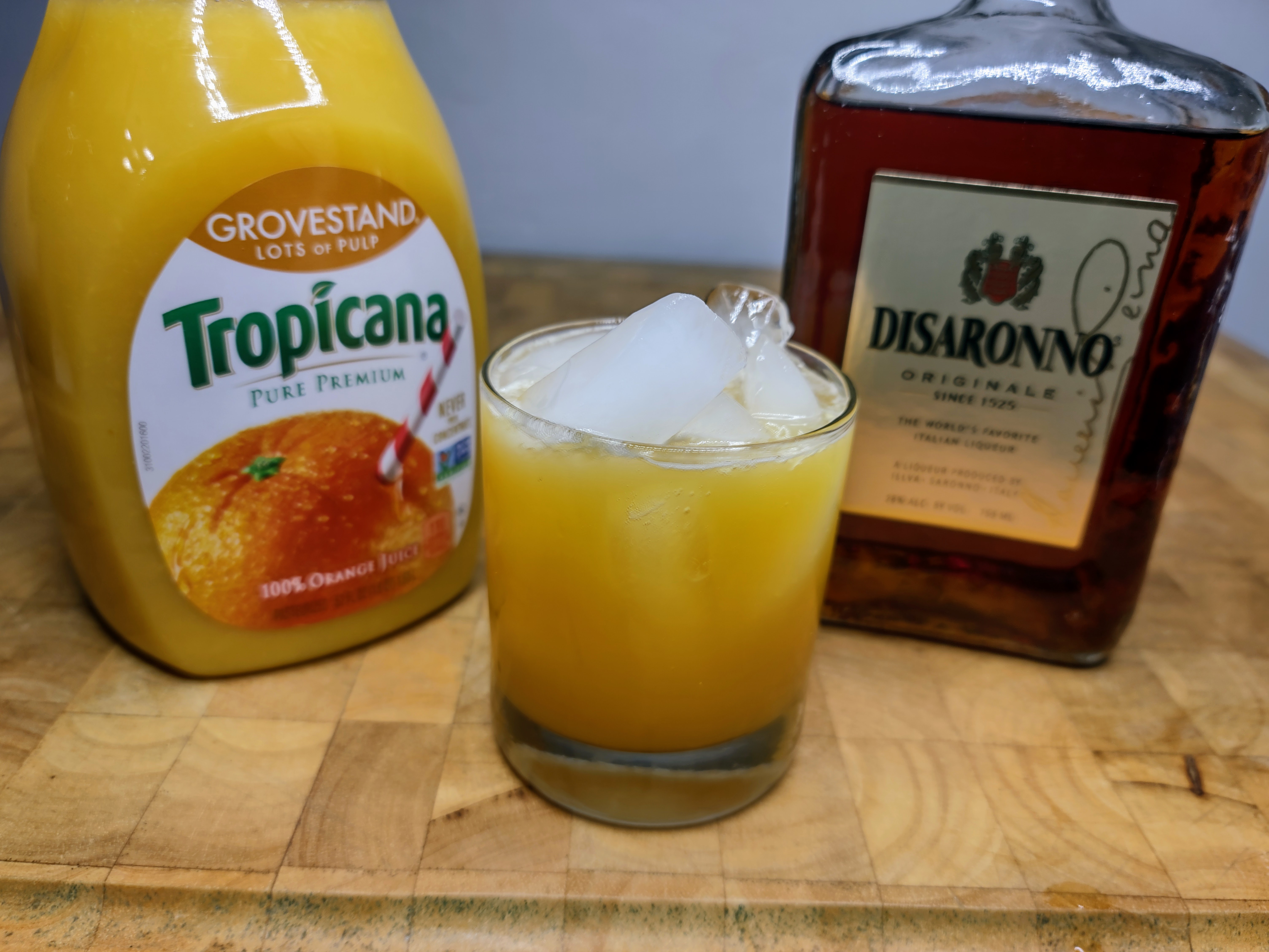 Stirred Amaretto Brandy with Orange Zest