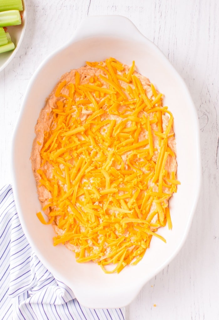 Keto Buffalo Chicken Dip with Cheddar Cheese