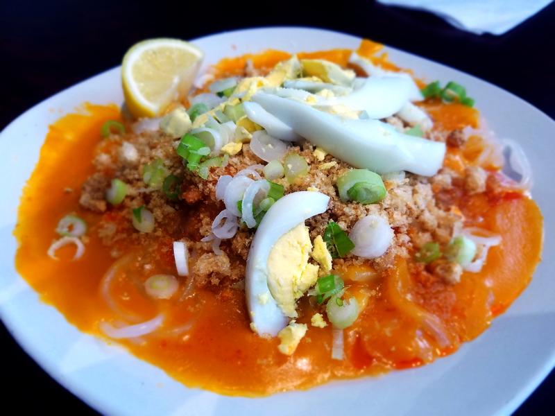 Vegetarian Pancit Palabok with Mushroom Gravy and Annatto