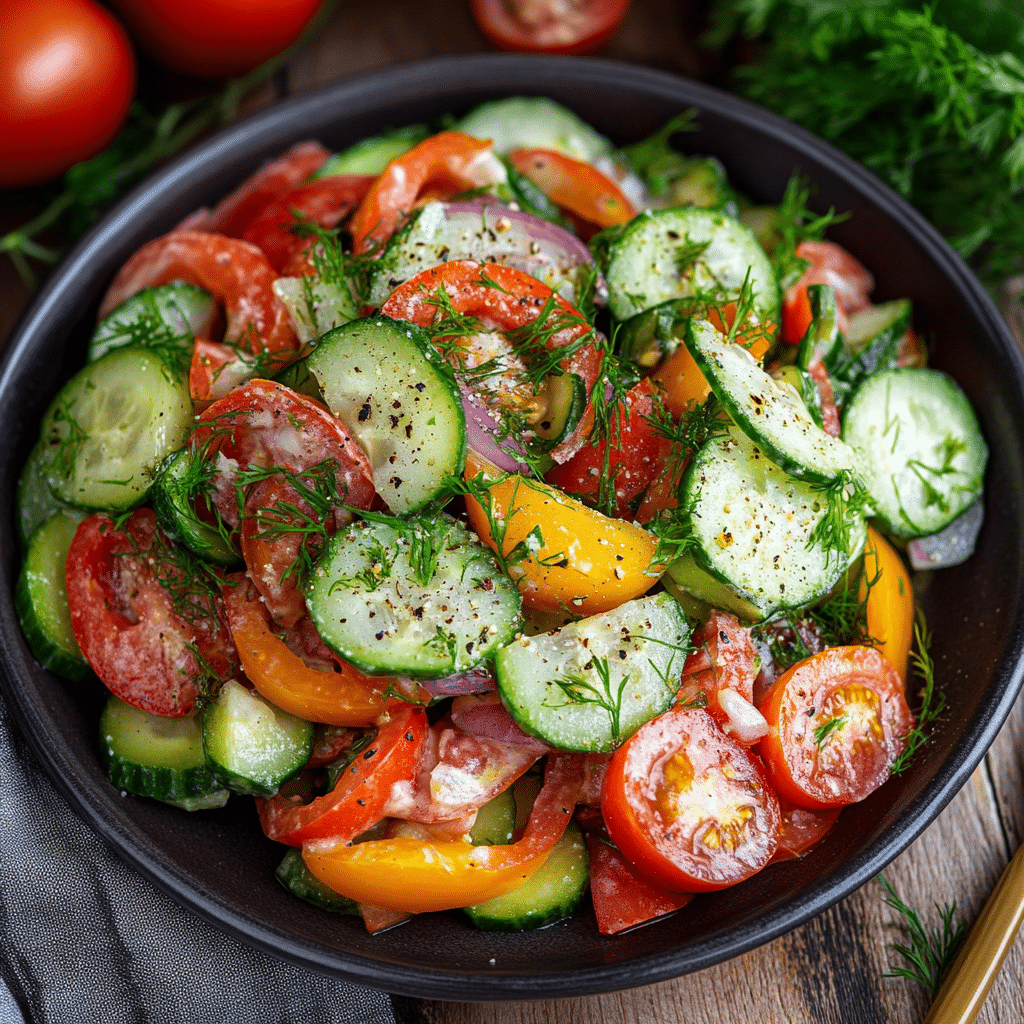 Garden Herb-Infused Tomato and Cucumber Salad
