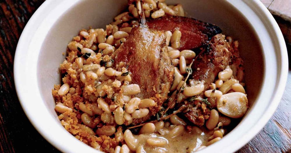 Duck Confit and Pork Cassoulet with Garlic-Infused Beans