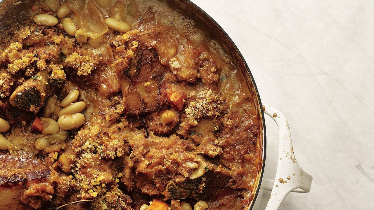 Pork Shoulder and Duck Cassoulet with Herb Crust