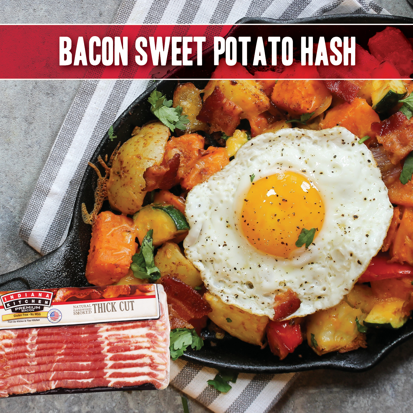 Sautéed Sweet Potato Hash with Bell Peppers and Bacon