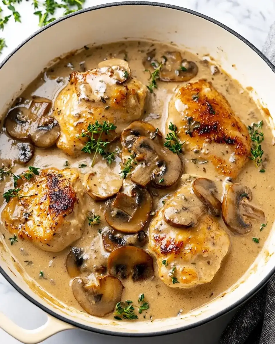 Skillet Garlic Mushroom Chicken with Cream Cheese
