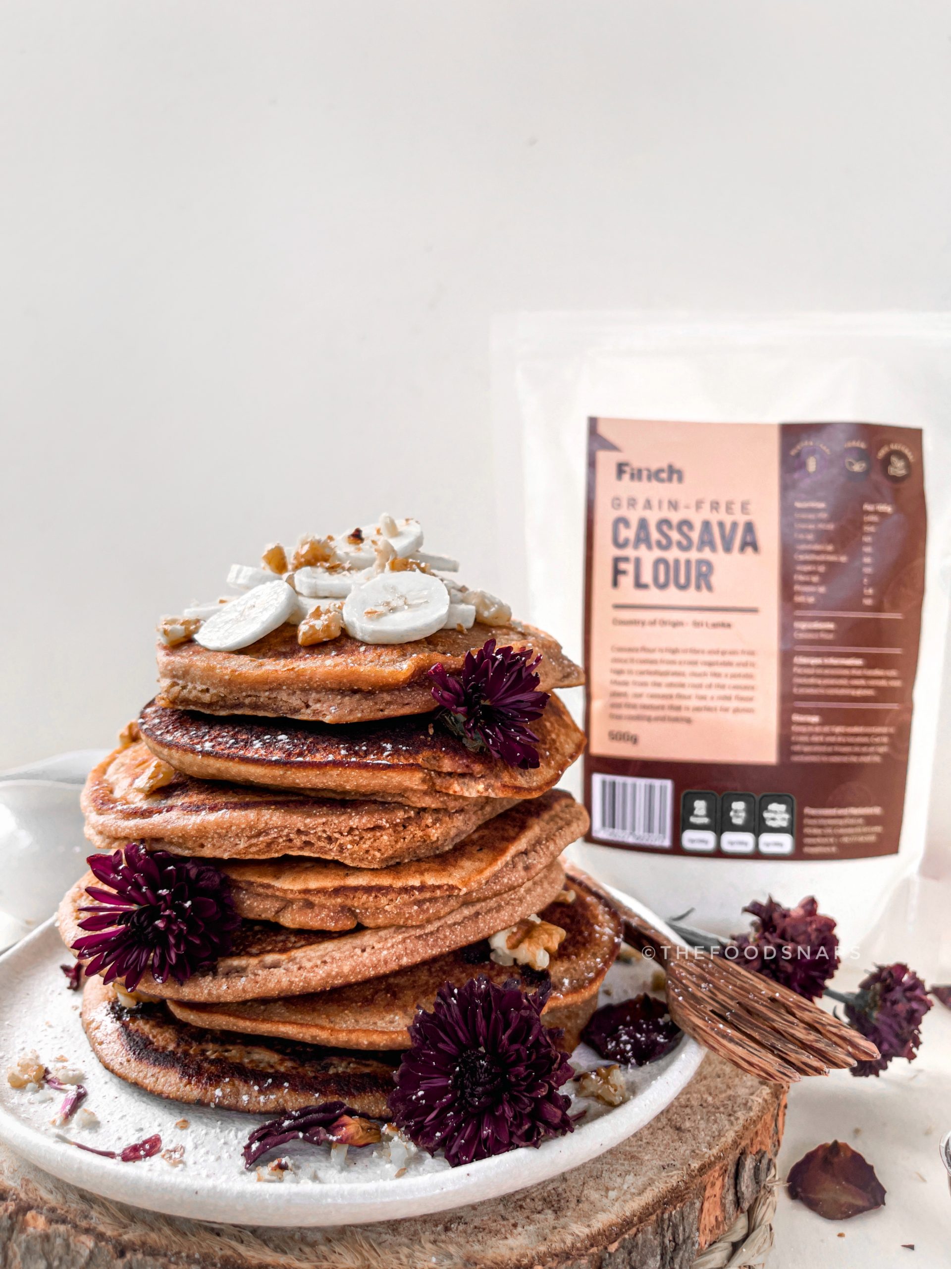 Cassava Flour Pancakes with Sweet Coconut