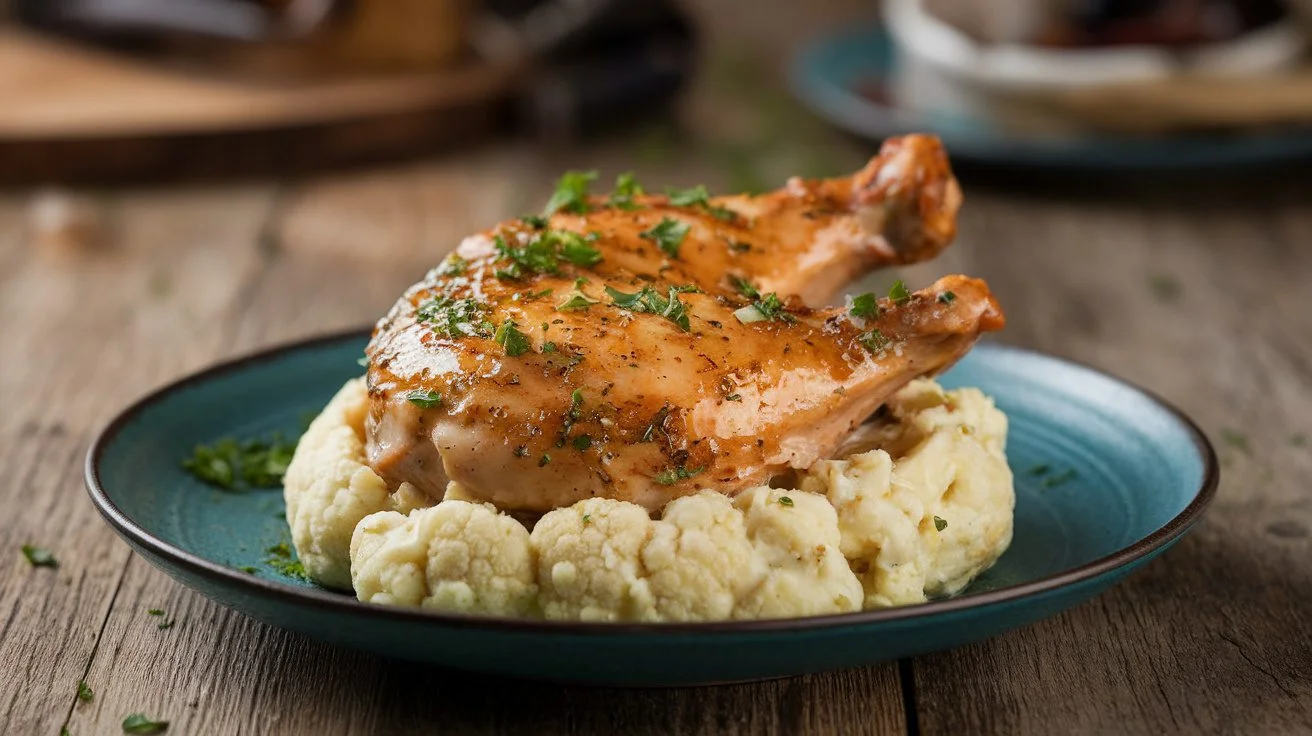 Sautéed Garlic Butter Chicken with Cauliflower Mash
