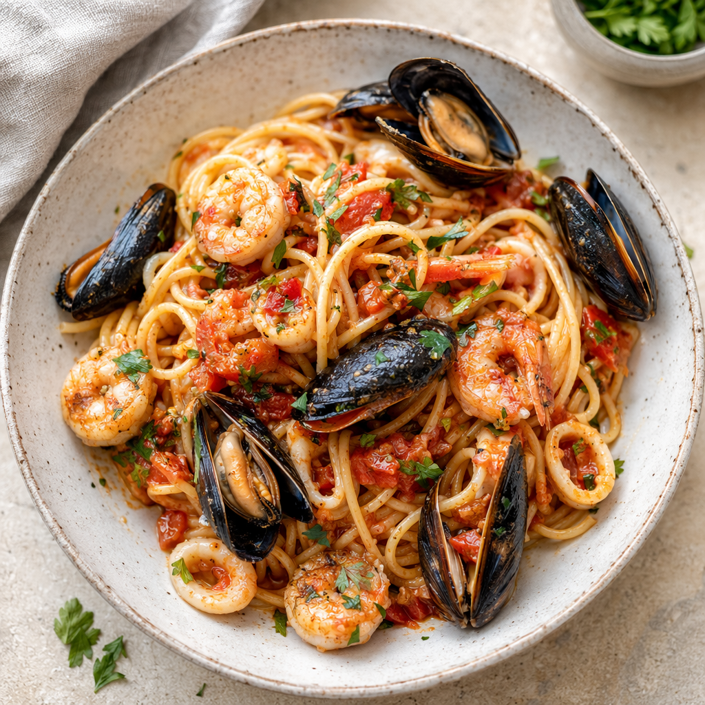 Authentic Mediterranean Seafood Pasta
