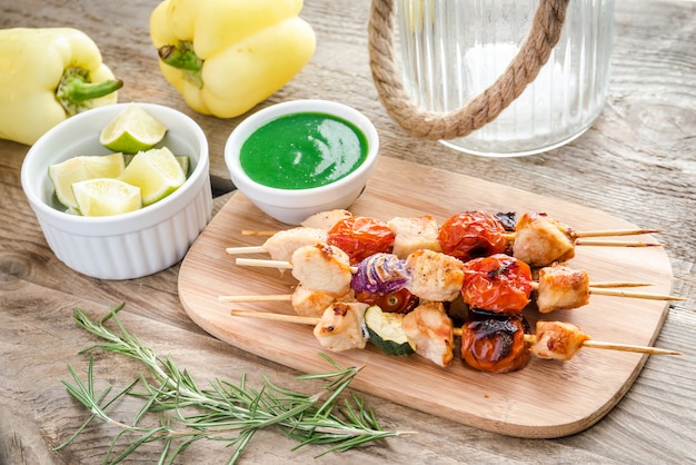 Grilled Lemon-Garlic Chicken Skewers with Cherry Tomatoes
