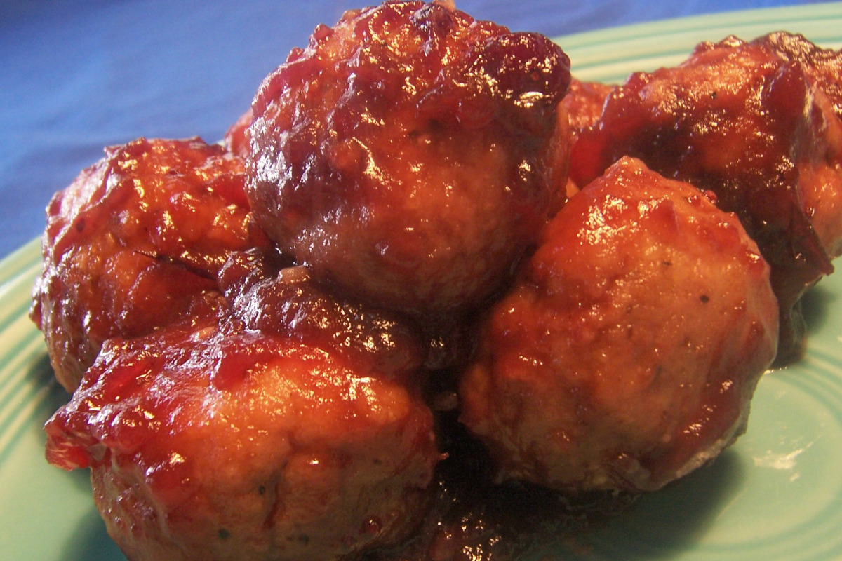Lingonberry-Glazed Meatballs with Crispy Potatoes