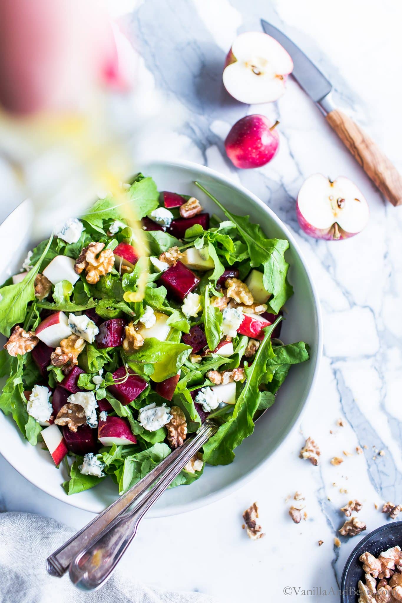 Beet Root and Greens Salad with Apple Cider Vinaigrette