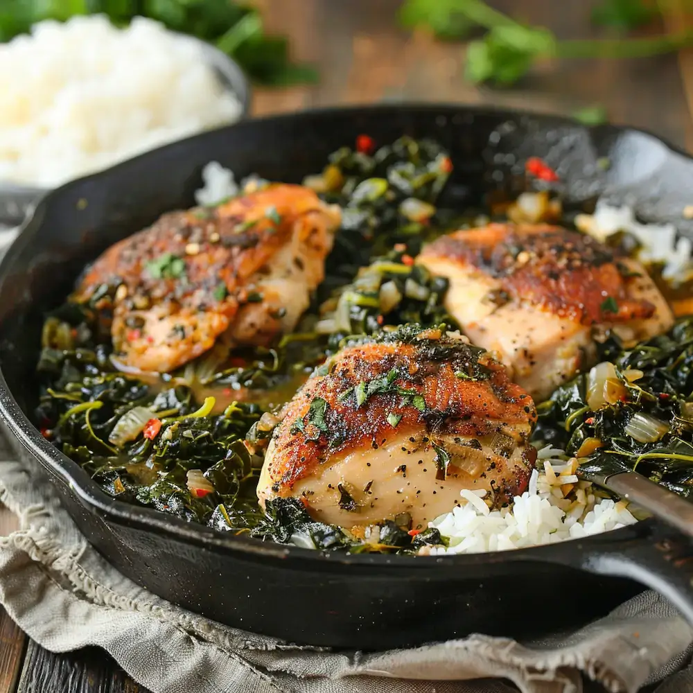 Buttermilk-Fried Chicken with Collard Greens