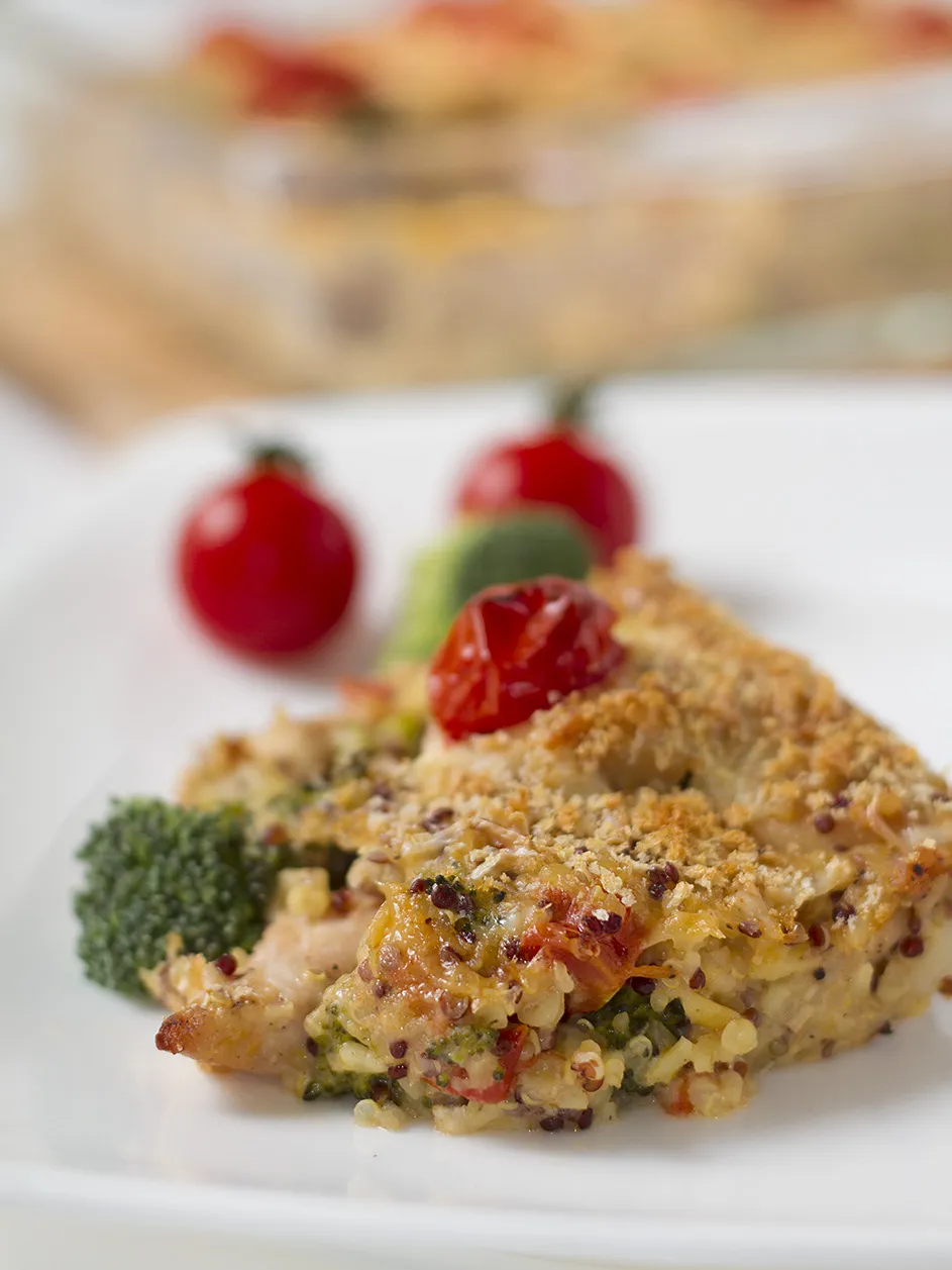 Baked Lemon-Herb Chicken with Quinoa and Steamed Broccoli
