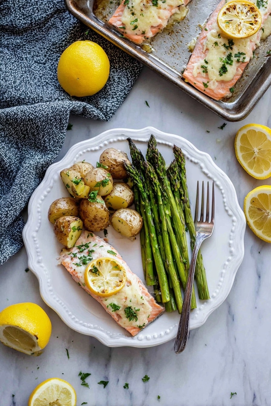 Grilled Lemon-Sage Salmon with Roasted Asparagus