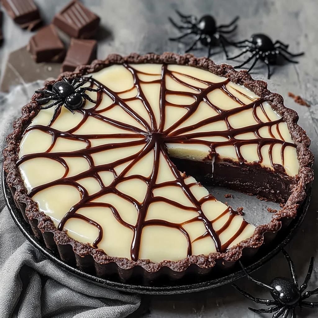 Blackberry and Dark Chocolate Spiderweb Tart