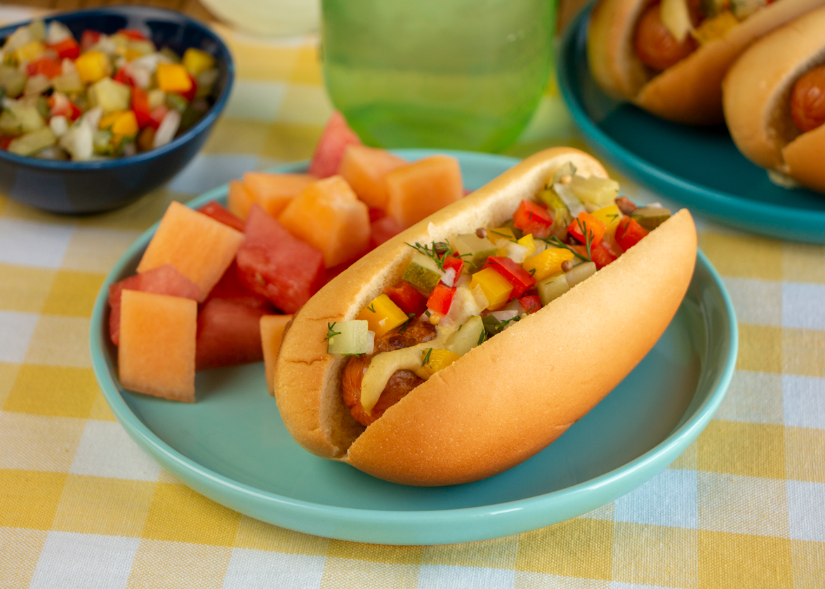 Crispy Beer-Battered Hot Dogs with Dill Pickle Relish