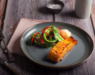 Soy-Ginger Glazed Salmon with Steamed Vegetables