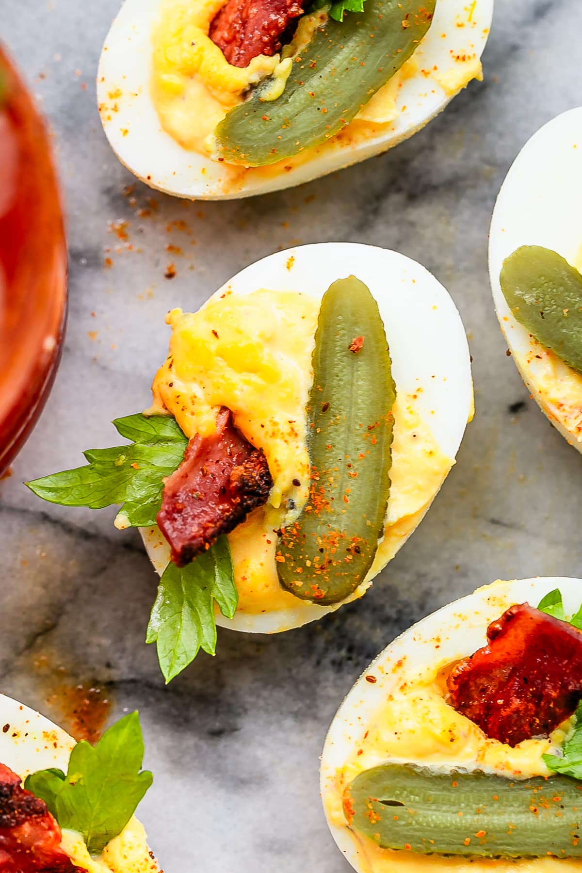 Bloody Mary Deviled Eggs with Smoked Paprika
