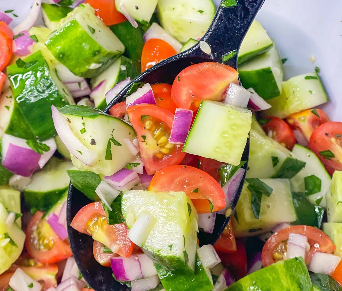 Cucumber-Tomato Salad with Oregano and Kalamata Olives