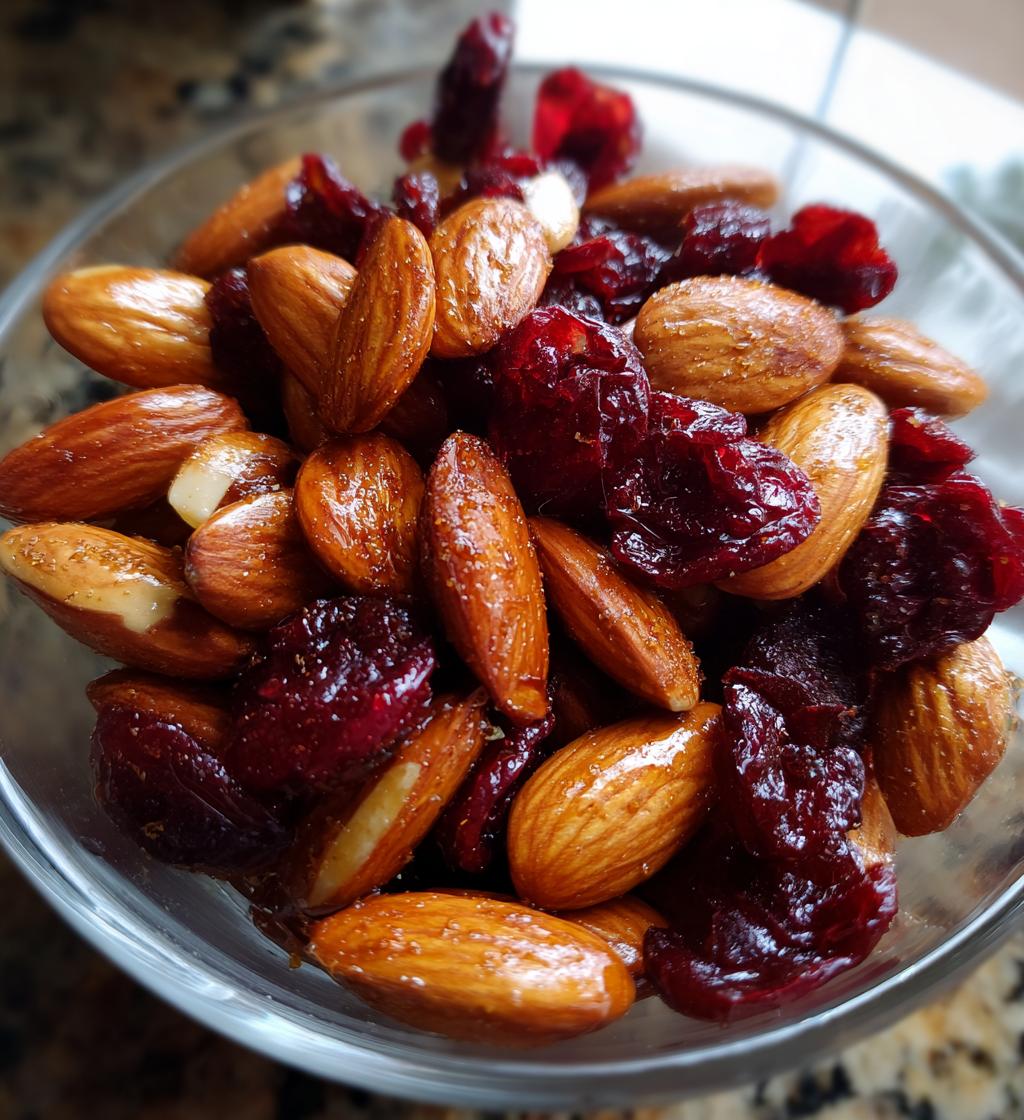 Maple-Roasted Almonds with Dried Cranberries