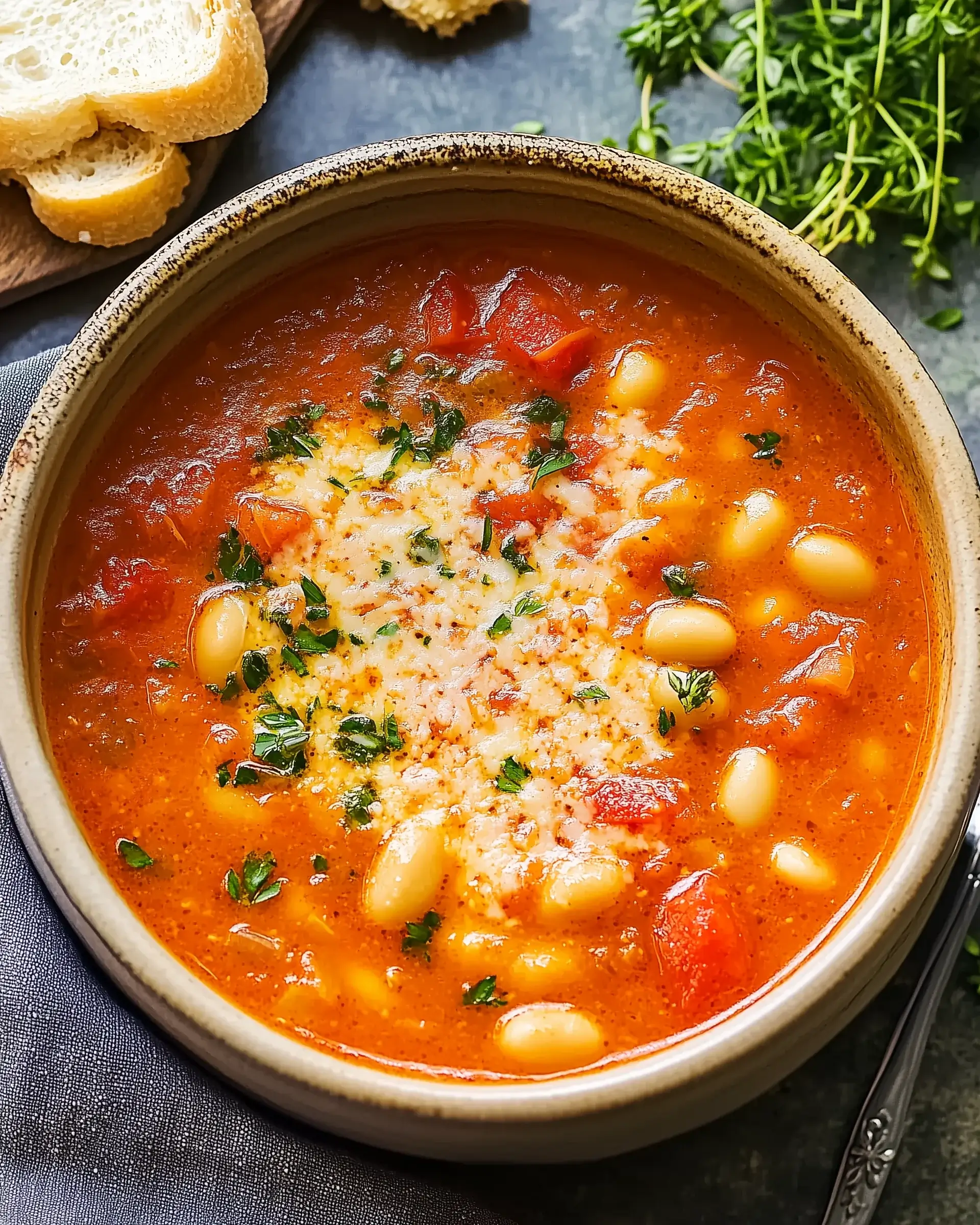 Sun-Dried Tomato and Cannellini Bean Soup with Thyme