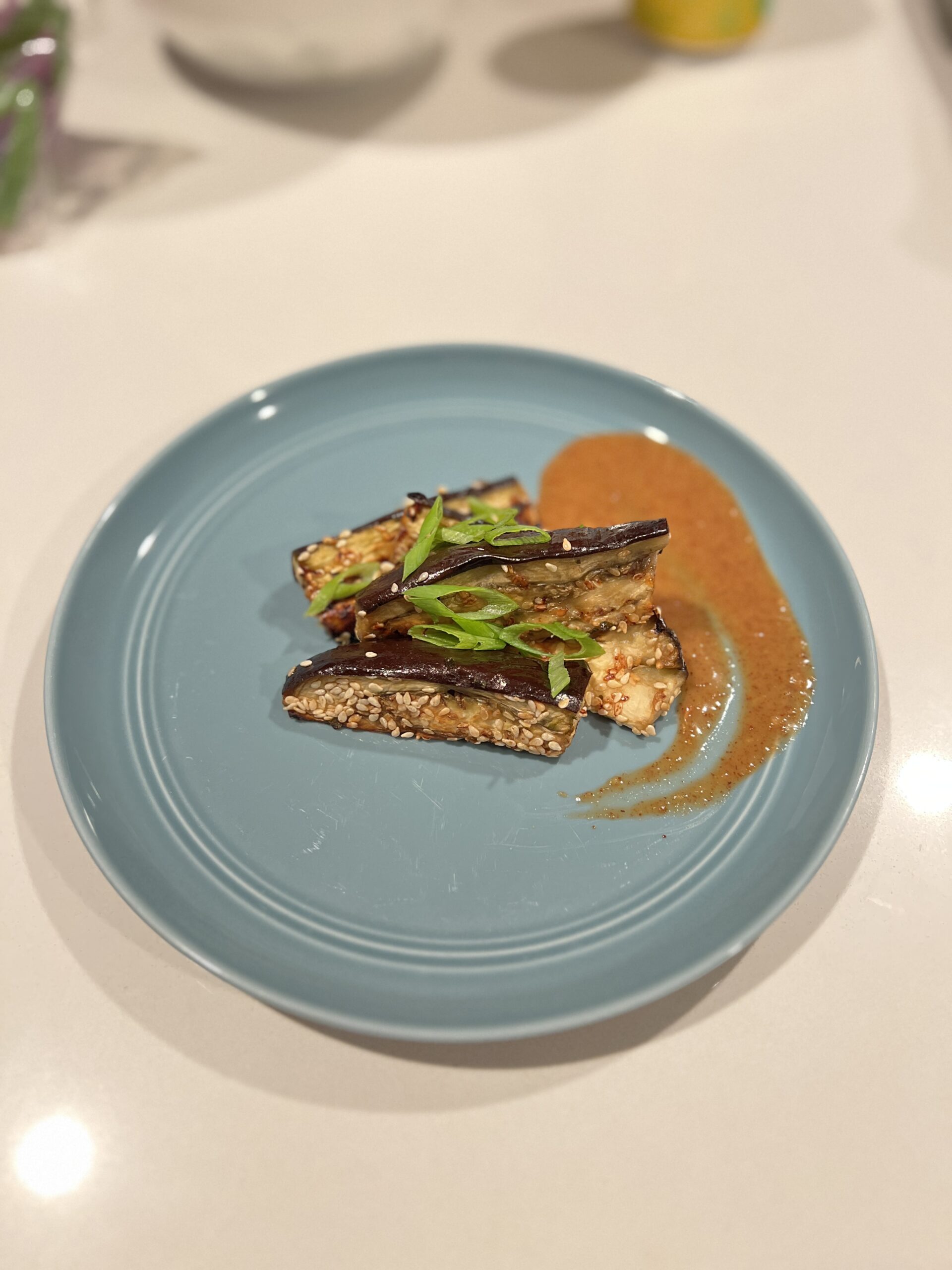 Miso-Glazed Eggplant Donburi with Sesame-Ginger Veggies