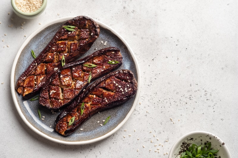 Pan-Seared Eggplant with Miso and Sesame