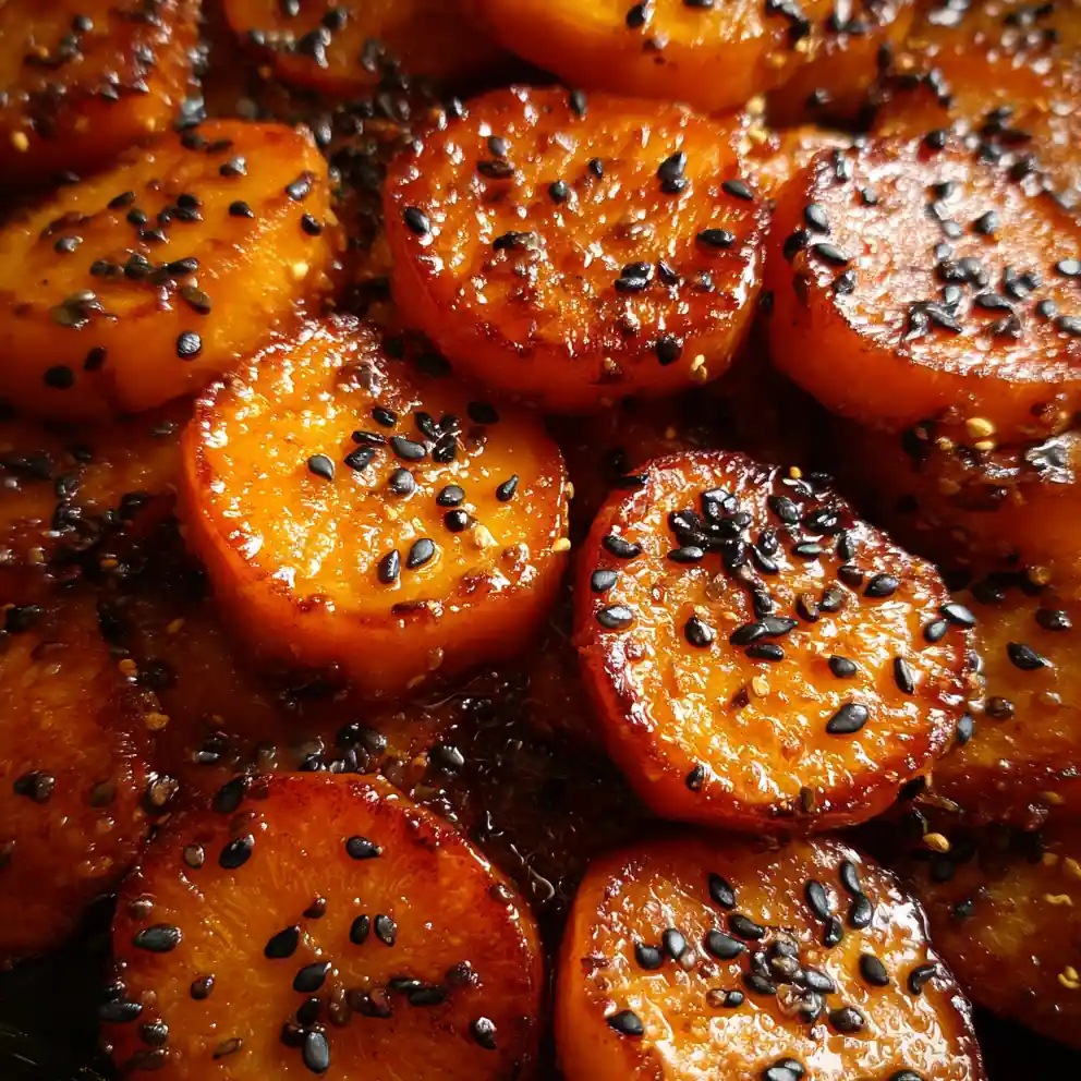 Miso-Glazed Sweet Potato Wedges with Sesame Seeds