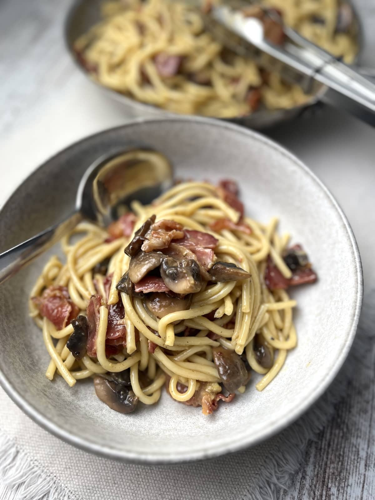Mushroom Carbonara with Smoked Bacon