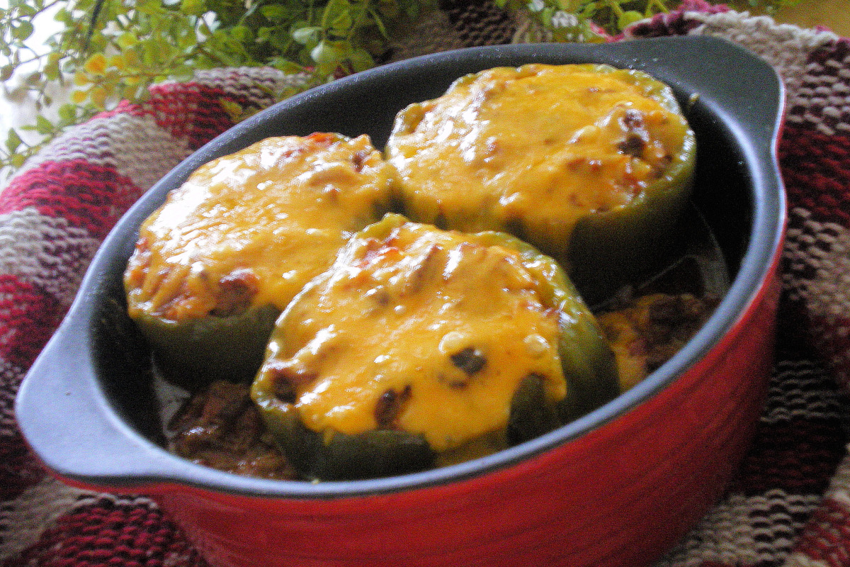 Cheddar-Stuffed Bell Peppers with Herb Crust