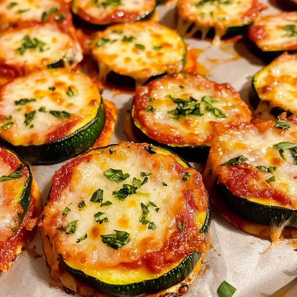 Zucchini Pizza Rounds with Tomato Basil Sauce