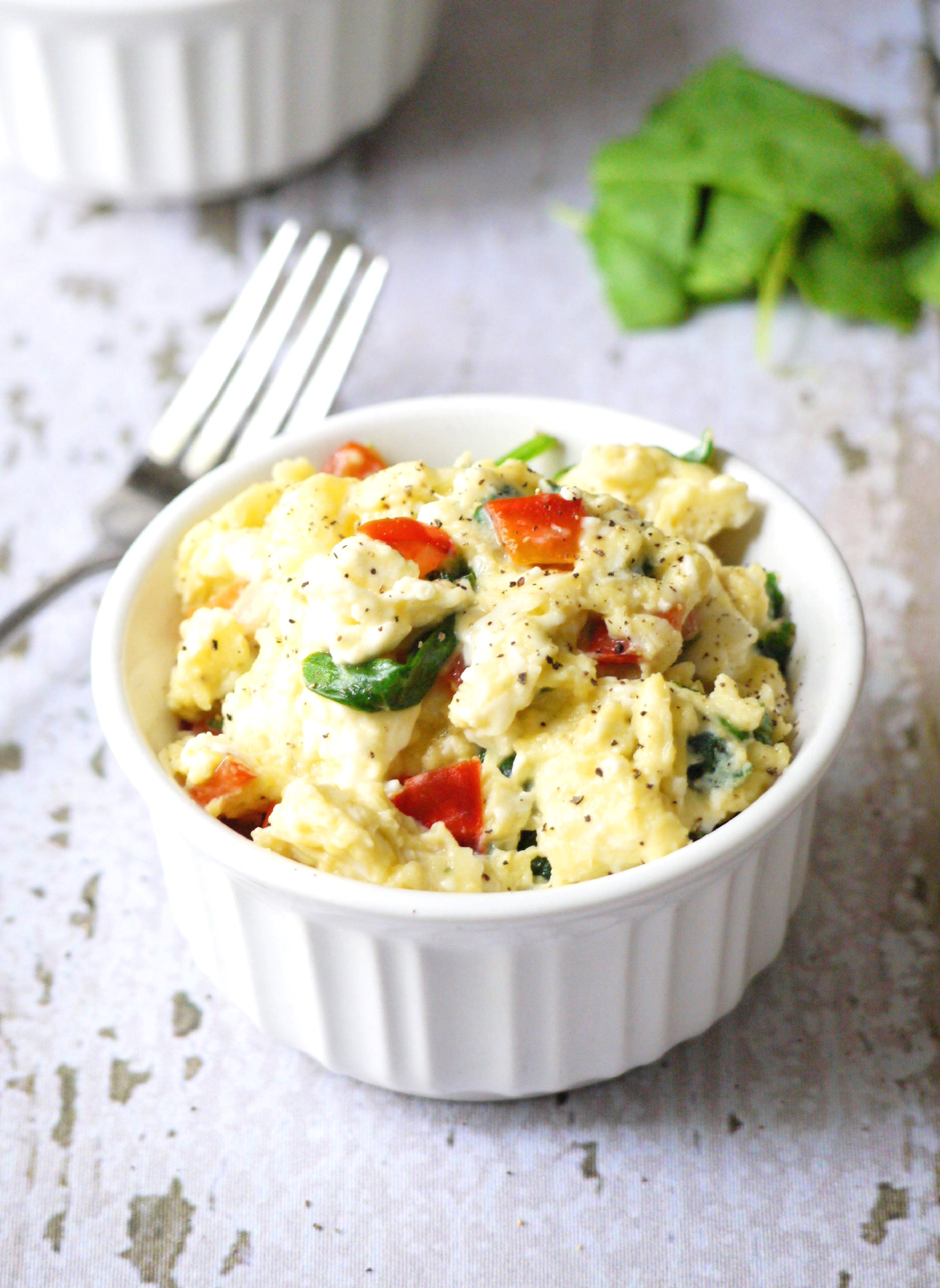 Spinach-Scrambled Eggs with Crispy Feta