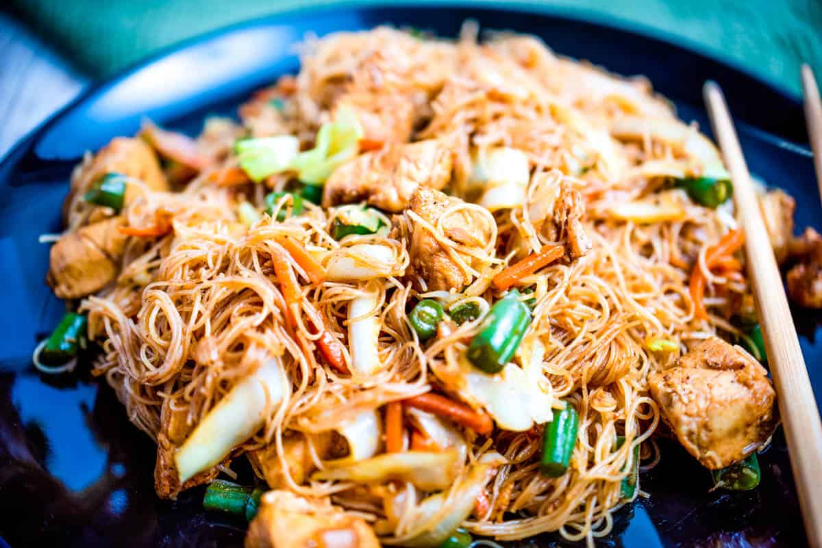 Stir-Fried Chicken Pancit with Bihon and Egg Noodles
