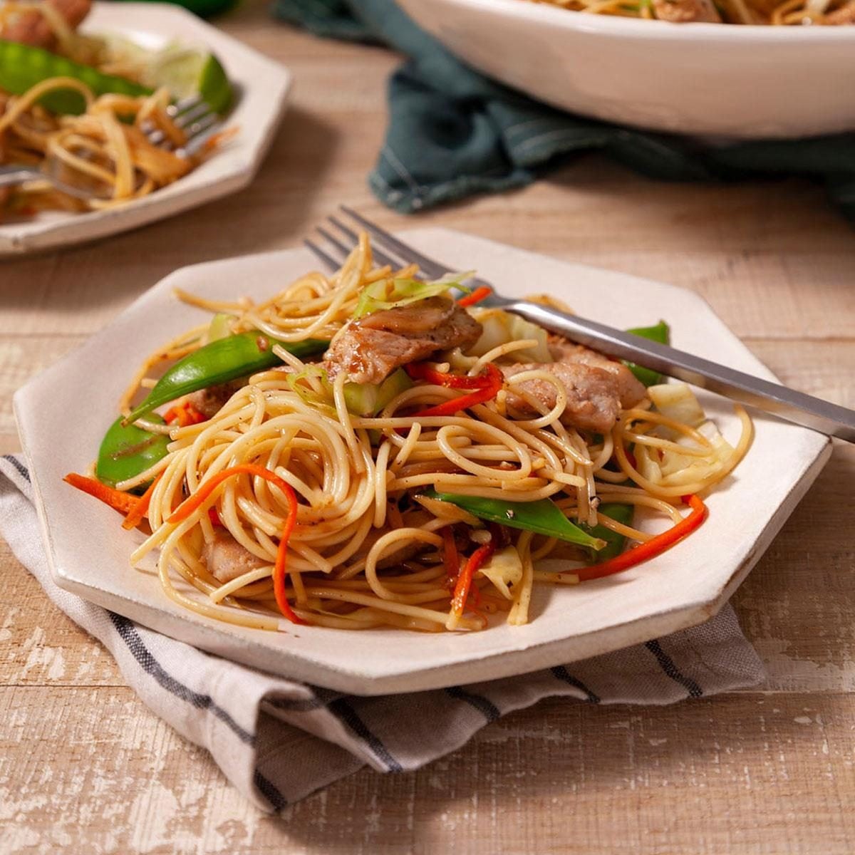 Quick Pork and Cabbage Pancit with Rice Vermicelli