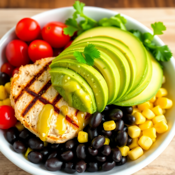 Herb-Roasted Chicken and Vegetable Bowl with Avocado