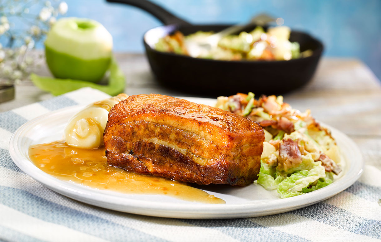 Savory Pork Belly with Cabbage and Bacon