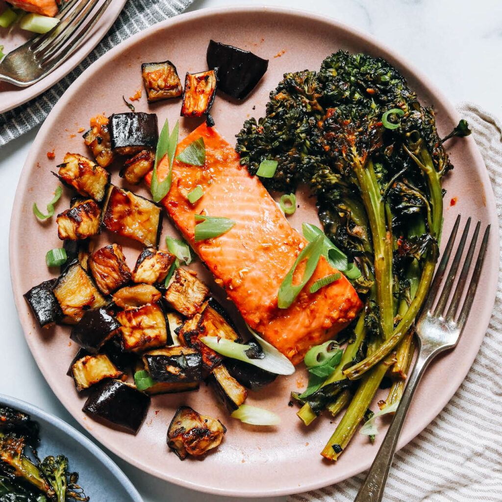 Pan-Seared Miso-Glazed Salmon with Sesame-Ginger Vegetables