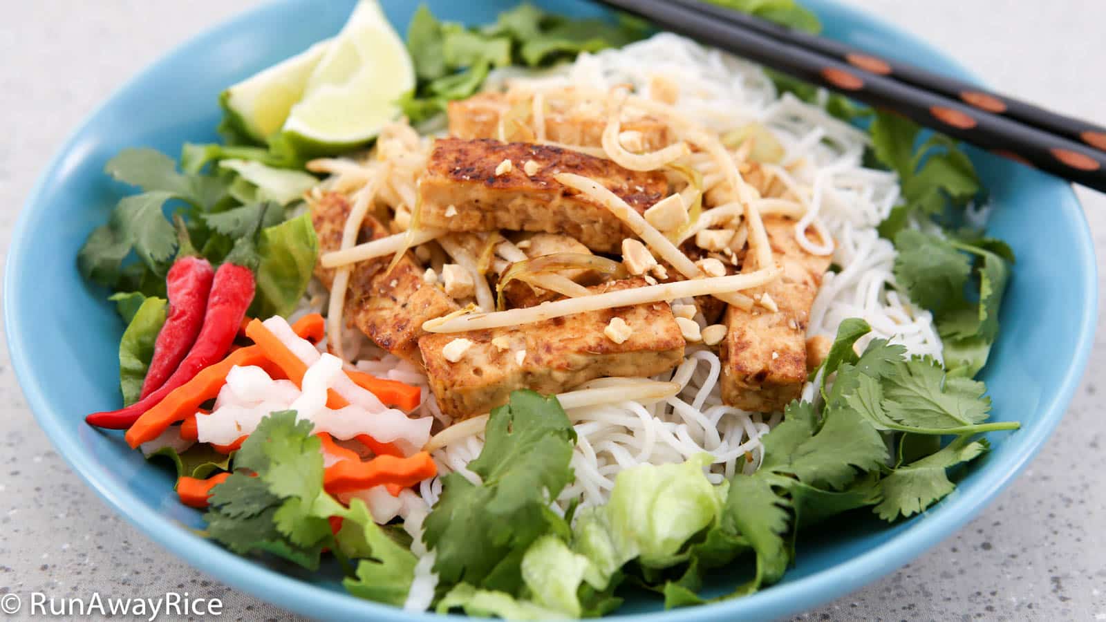 Lemongrass-Infused Tofu with Rice Noodles