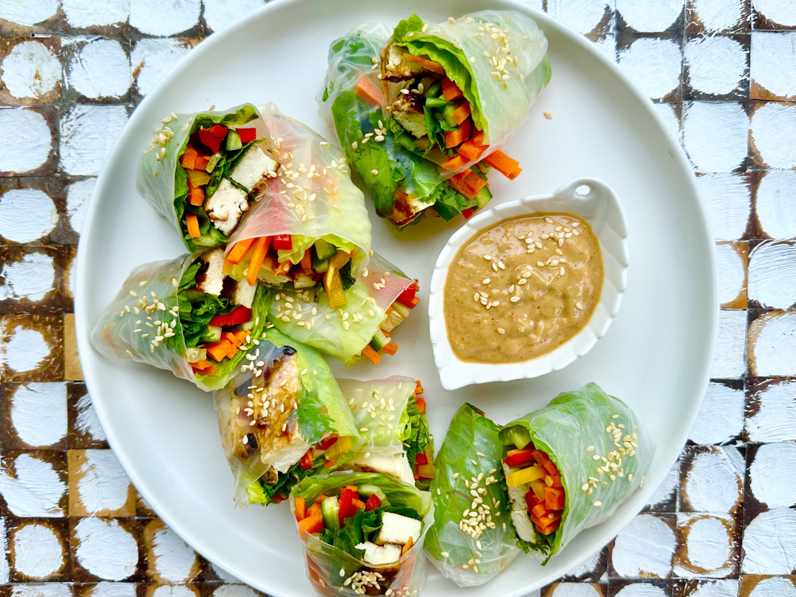 Pan-Fried Tofu Spring Rolls with Sweet Chili Sauce
