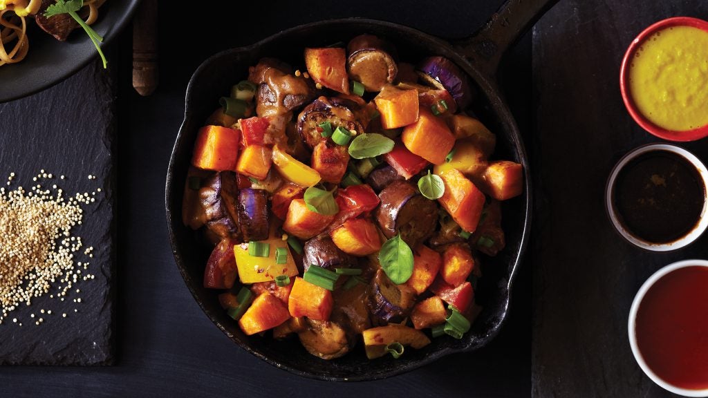 Miso-Glazed Eggplant and Sweet Potato Stir Fry
