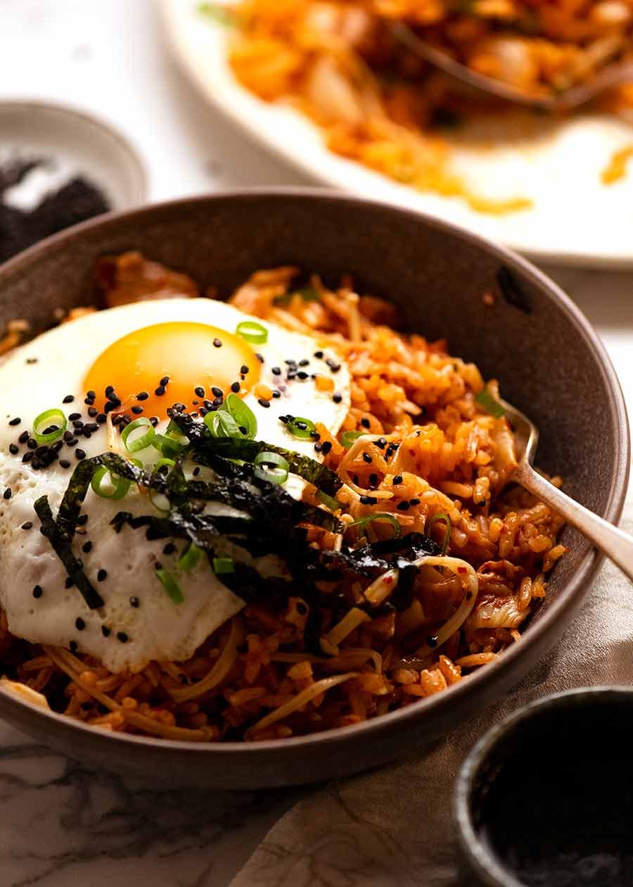 Street-Style Kimchi Fried Rice with Gochujang Glaze