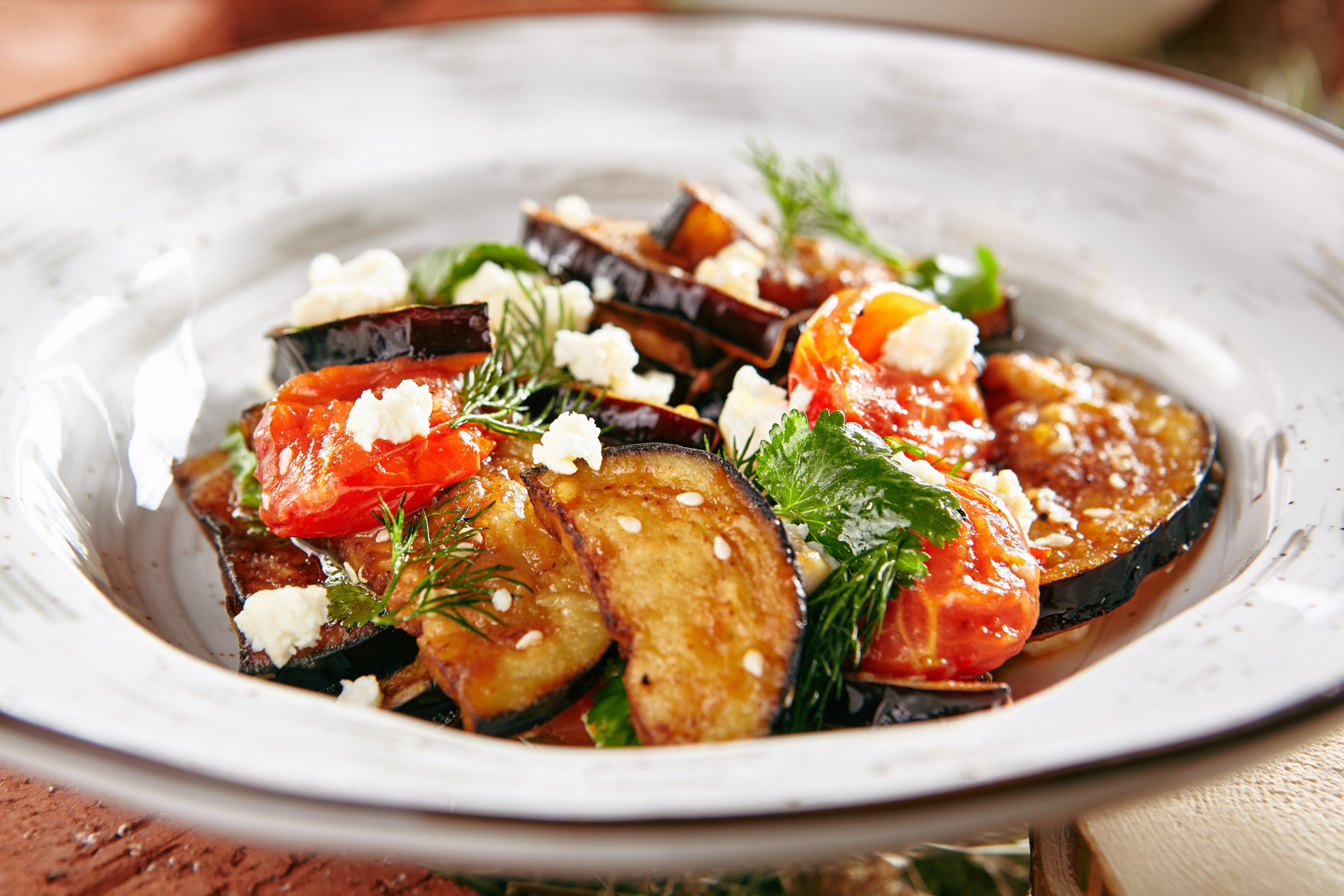 Herb-Stuffed Eggplant with Feta Cheese