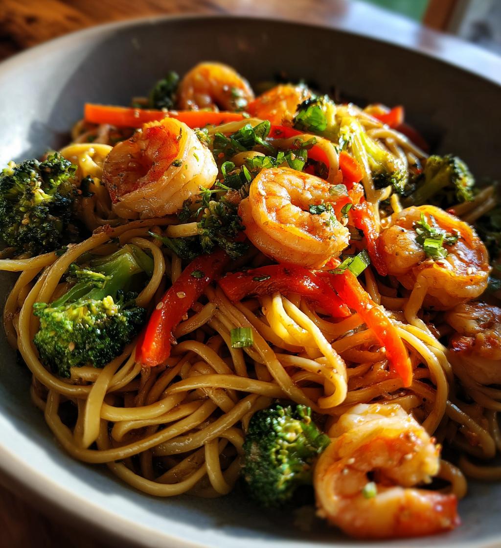 Stir-Fried Shrimp with Broccoli and Rice Noodles