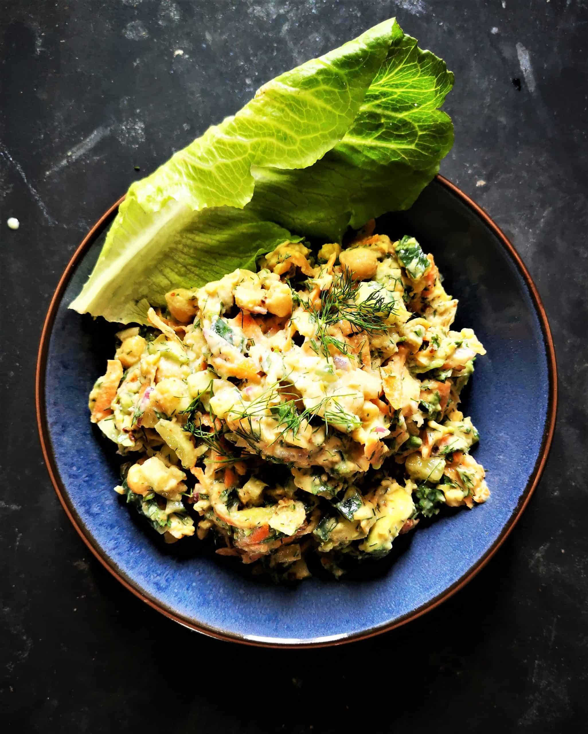 Creamy Turmeric Avocado Dressing with Crispy Chickpeas