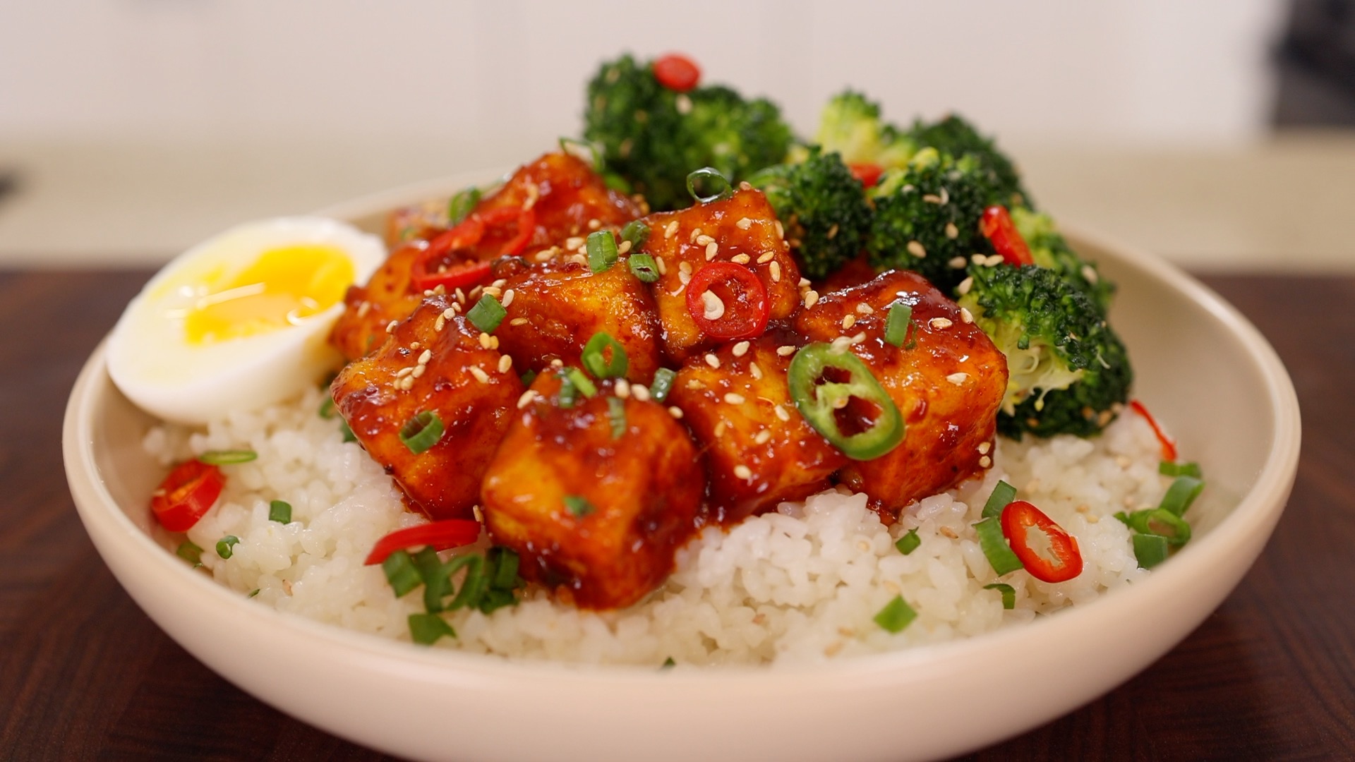 Gochujang-Glazed Tofu with Sesame Rice