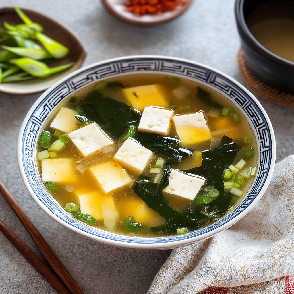 Simple Tofu and Wakame Miso Soup
